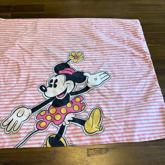 Disney Vintage Printed Pillowcase Minnie Mouse Stripe Ruffle Double Sided - Picture 7 of 7